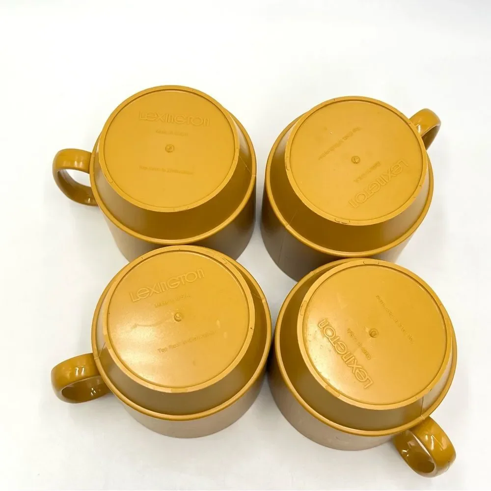 Vintage‎ Set of 4 Lexington Mustard Yellow / Harvest Gold Melamine Mugs Cups